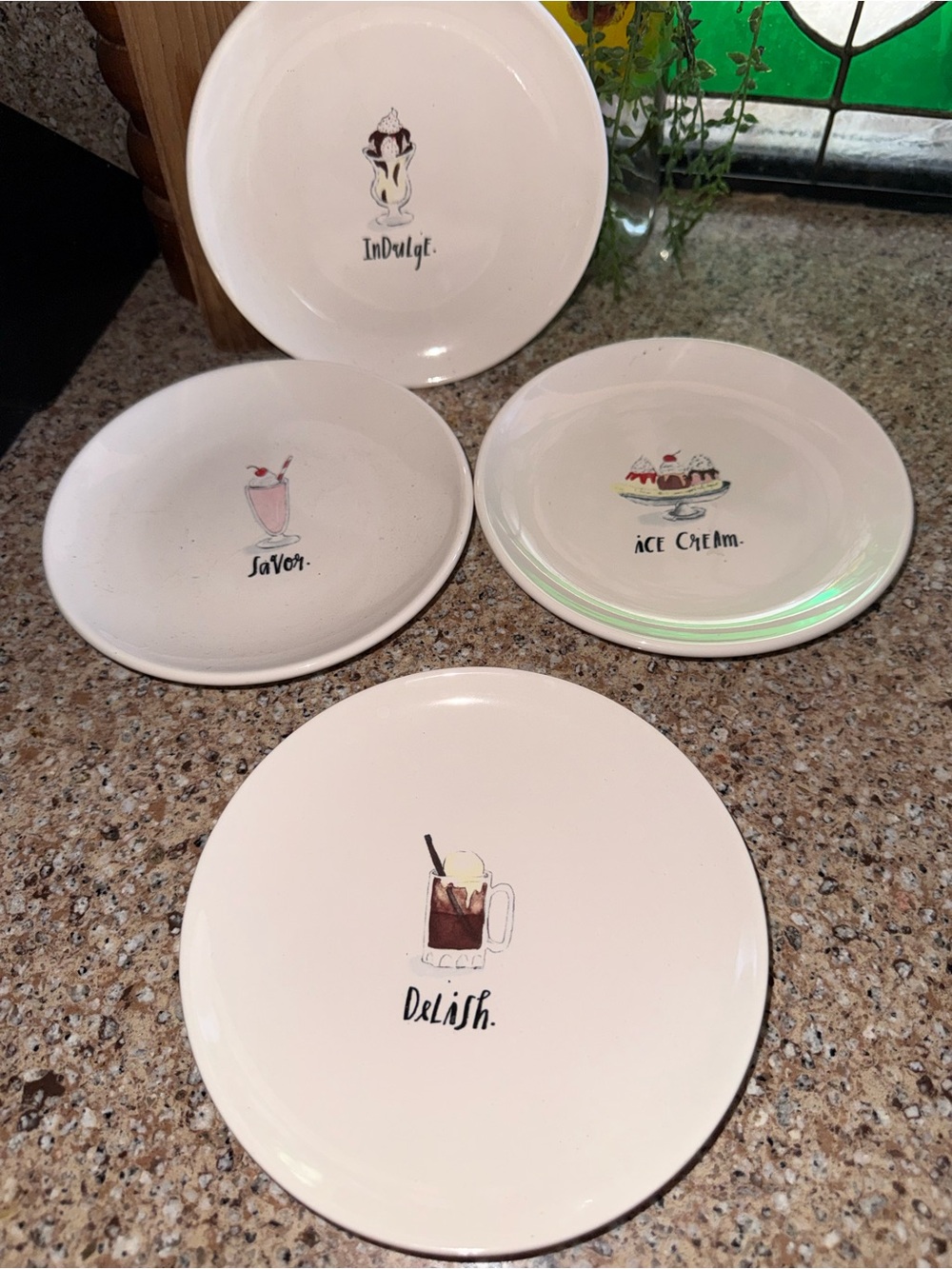 Indulgent Dessert Accent Plates - White with Dessert Illustrations